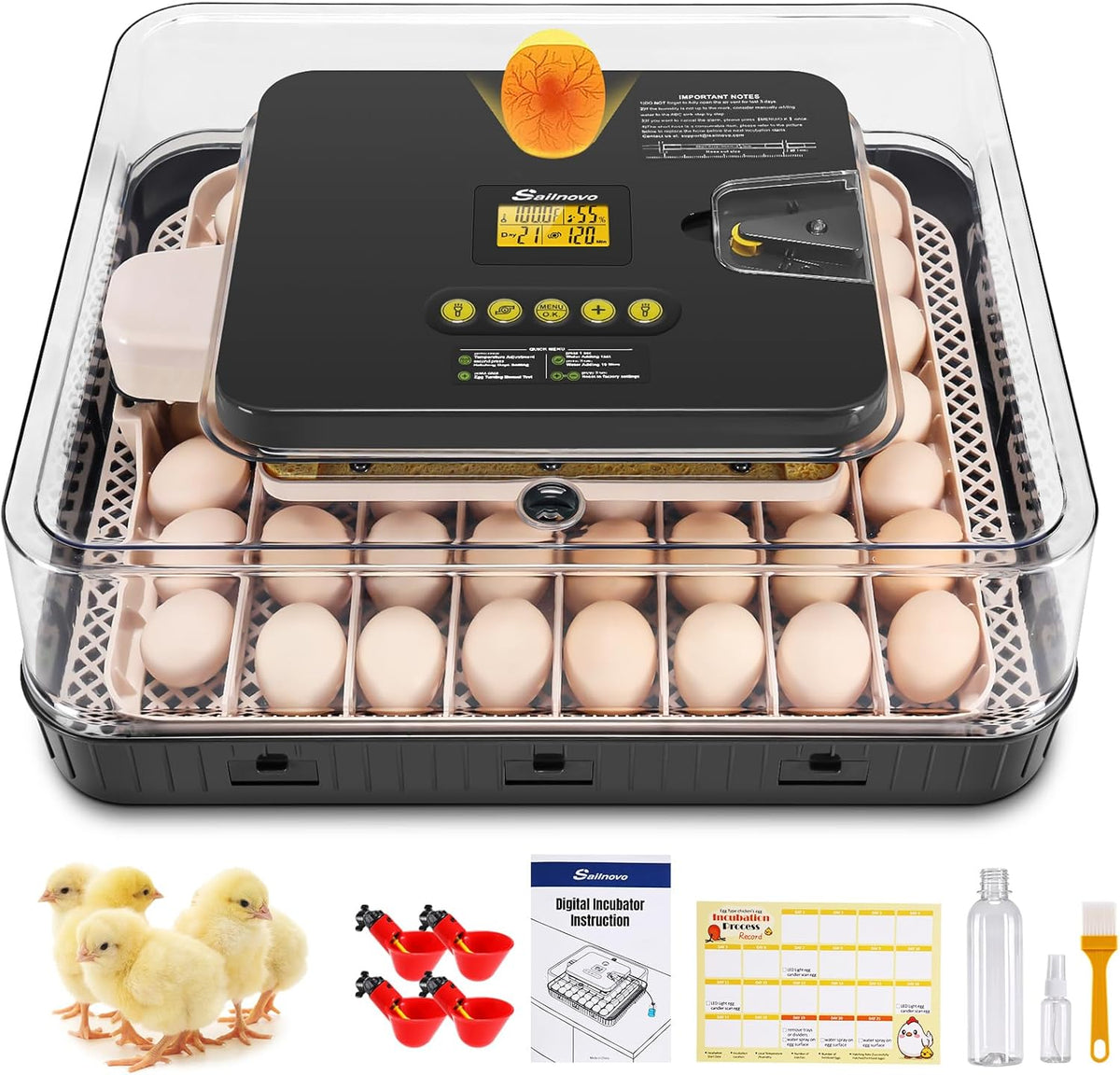 Sailnovo 56 Egg Incubator for Hatching Eggs with Automatic Egg Turning and Auto Humidification, Temperature Control, Egg Candler, Incubator for Chicken Eggs