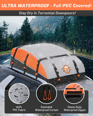 Sailnovo Rooftop Cargo Carrier Bag 21 Cubic, 1000D PVC Waterproof Vehicle Soft-Shell Carrier for Cars with/Without Roof Rack, Car Roof Storage Includes Anti-Slip Mat,10 Reinforced Straps, 6 Door Hooks